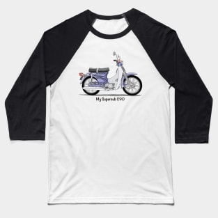 Drawing of Retro Motorcycle Honda Cub C90 Baseball T-Shirt